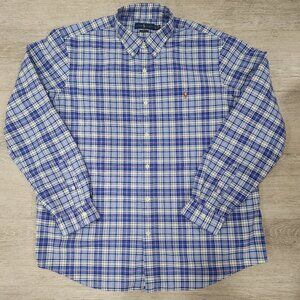 Ralph Lauren Classic Fit Blue Plaid Long Sleeve Shirt Men's Size XXL TTG